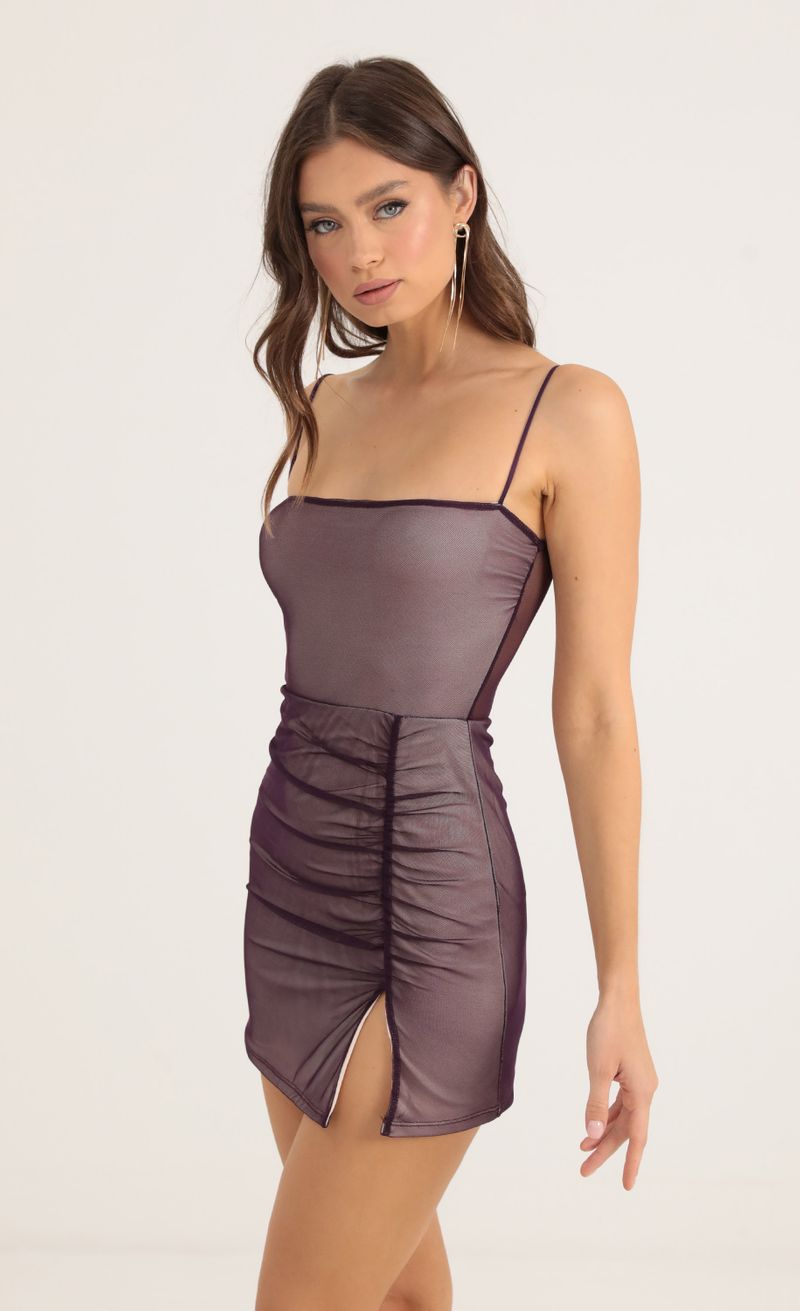 Risa Mesh Bodycon Dress in Purple | Lucy in the Sky