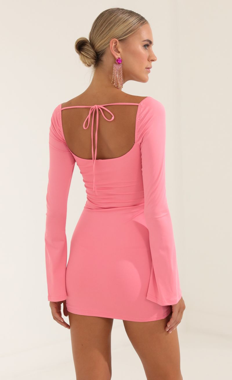 Picture Paola Long Sleeve Bodycon Dress in Pink. Source: https://media.lucyinthesky.com/data/Oct22/800xAUTO/b9eeb052-1ccd-46e6-805b-041f1793623f.jpg