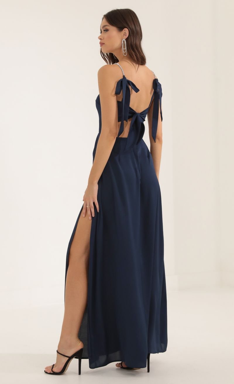 Picture Gala Crepe Rhinestone Strap Maxi Dress in Navy. Source: https://media.lucyinthesky.com/data/Oct22/800xAUTO/bce2d4a1-1c8f-44d3-95fe-7aec70adc067.jpg