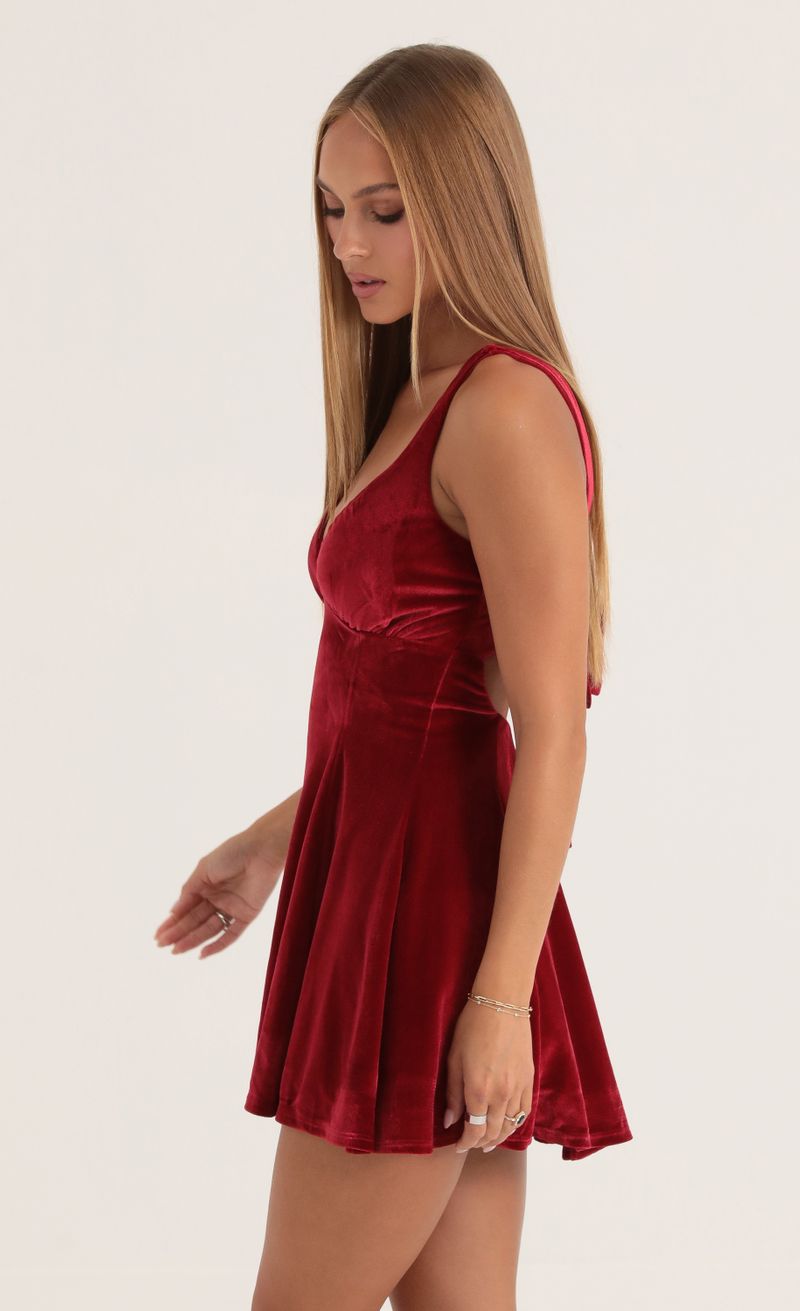 Picture Sherice Velvet A-Line Dress in Red. Source: https://media.lucyinthesky.com/data/Oct22/800xAUTO/efef6438-3177-433a-8f5b-e12124a850cf.jpg