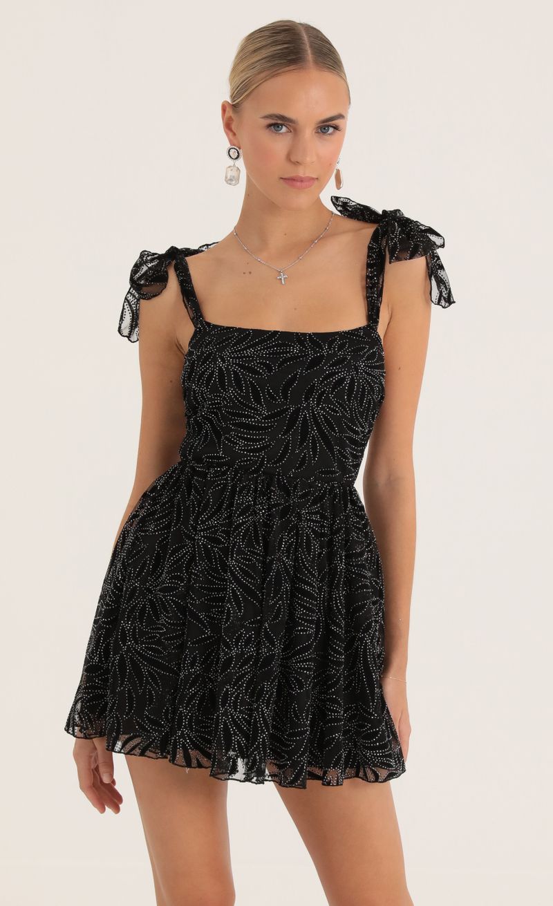 Picture Jacqueline Glitter Mesh Print Dress in Black. Source: https://media.lucyinthesky.com/data/Oct22/800xAUTO/f322918e-87f2-4048-a7a0-d2e9d1bee110.jpg