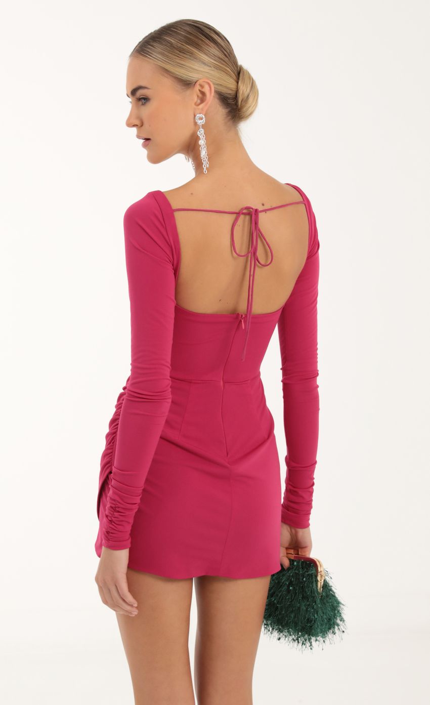 Picture Solange V-Neck Long Sleeve Dress in Pink. Source: https://media.lucyinthesky.com/data/Oct22/850xAUTO/0e2fbcb7-42d0-461b-9ded-2a2d552688ca.jpg
