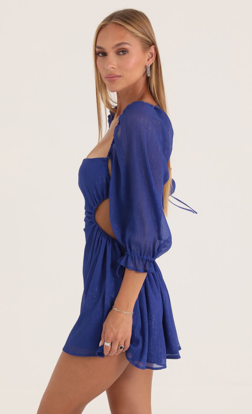Picture Tora Shimmer Chiffon Open Back Dress in Blue. Source: https://media.lucyinthesky.com/data/Oct22/850xAUTO/3555c81d-04ca-4b0a-b964-d71987578dac.jpg