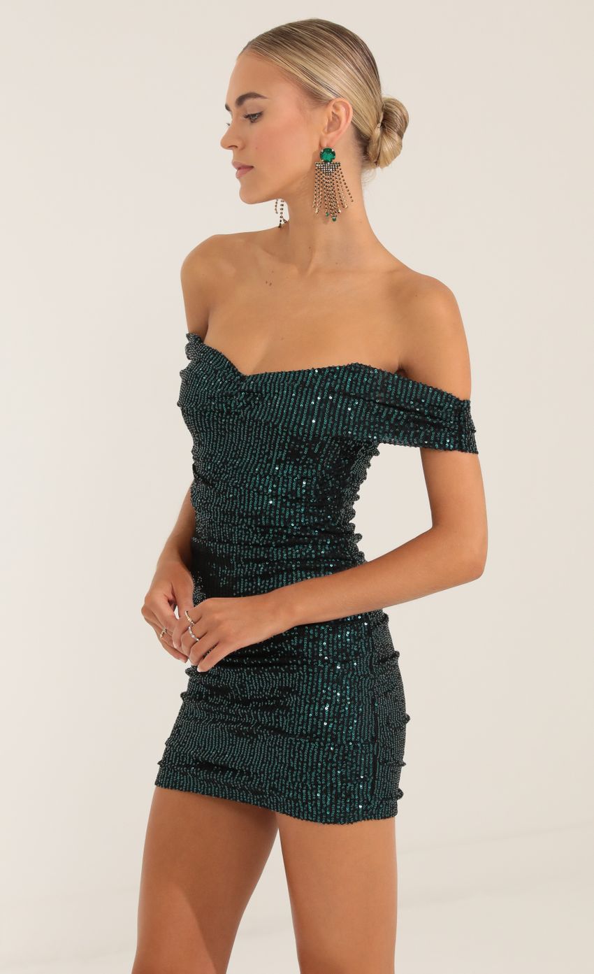 Picture Lila Mesh Sequin Corset Dress in Green. Source: https://media.lucyinthesky.com/data/Oct22/850xAUTO/49f0d506-f2e4-4a29-a17e-2931a05580b2.jpg