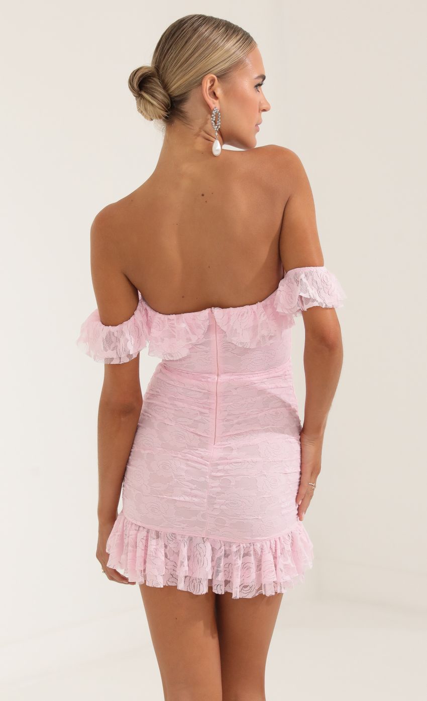 Picture Edlyn Floral Lace Corset Bodycon Dress in Pink. Source: https://media.lucyinthesky.com/data/Oct22/850xAUTO/a573286f-0f66-45ea-9f71-d9b34f711b65.jpg