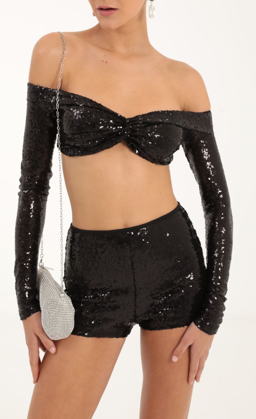 Picture North Sequin Two Piece Set in Black. Source: https://media.lucyinthesky.com/data/Oct22/850xAUTO/af7670de-aad2-48a7-b458-b004bd17f3cc.jpg