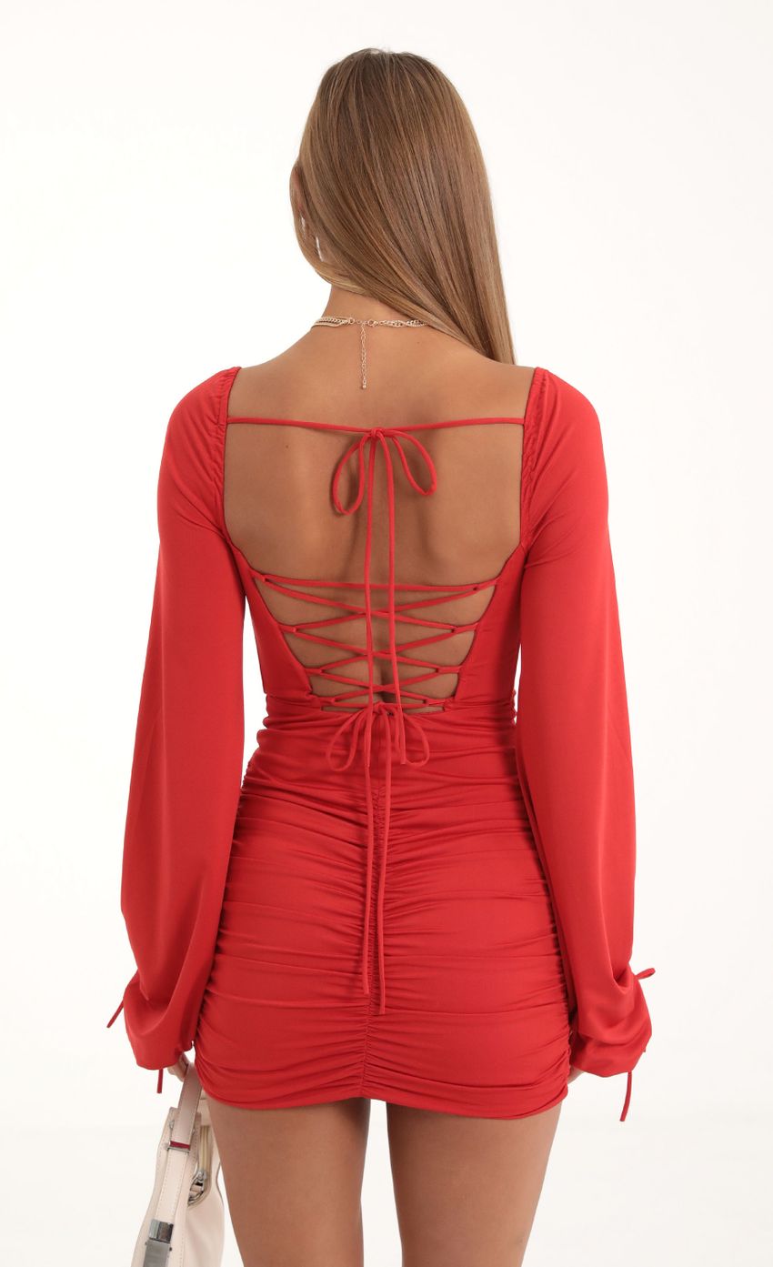 Picture Jacky Long Sleeve Corset Dress in Red. Source: https://media.lucyinthesky.com/data/Oct22/850xAUTO/e05af161-b080-49c0-b09f-c08ea727b112.jpg