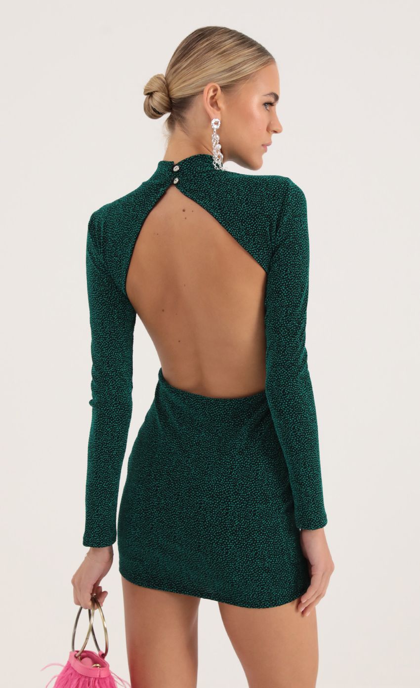 Picture Agnes Dotted Knit Open Back Dress in Green. Source: https://media.lucyinthesky.com/data/Oct22/850xAUTO/ee611a31-4e67-43a4-b4c0-3a6d3562593f.jpg