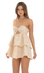 Camryn Jacquard Cutout Dress in Gold | LUCY IN THE SKY