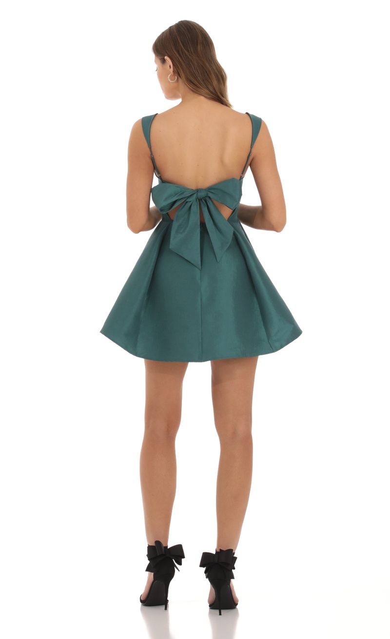 Foxie Taffeta Fit and Flare Dress in Teal | LUCY IN THE SKY