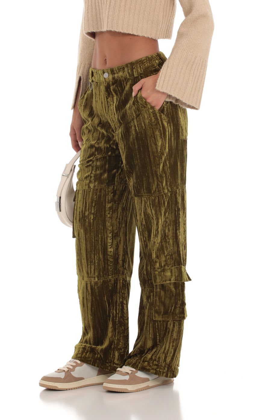 Griseta Velvet Cargo Pants in Green LUCY IN THE SKY