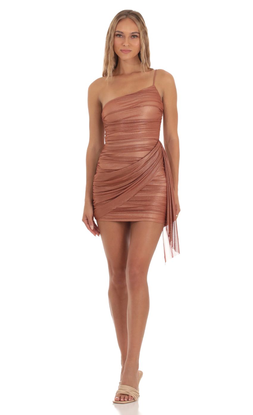 Picture Ahsoka Mesh Tassel Mini Dress in Copper. Source: https://media.lucyinthesky.com/data/Oct23/850xAUTO/2254f130-25c4-454f-bfb3-ee63372fcec3.jpg