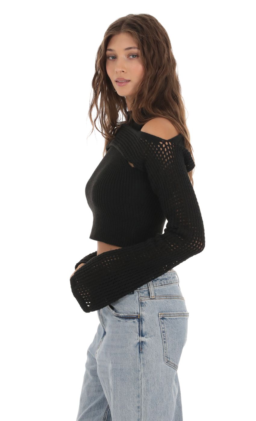 Takara Two Piece Knit Top in Black | LUCY IN THE SKY