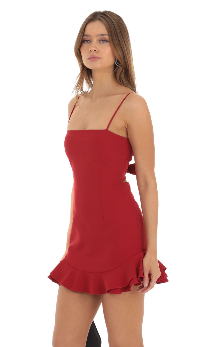 Picture Aubrey Ruffle Dress in Rose Red. Source: https://media.lucyinthesky.com/data/Oct23/850xAUTO/f78952fc-12ec-4b70-8610-bf904ef401ed.jpg