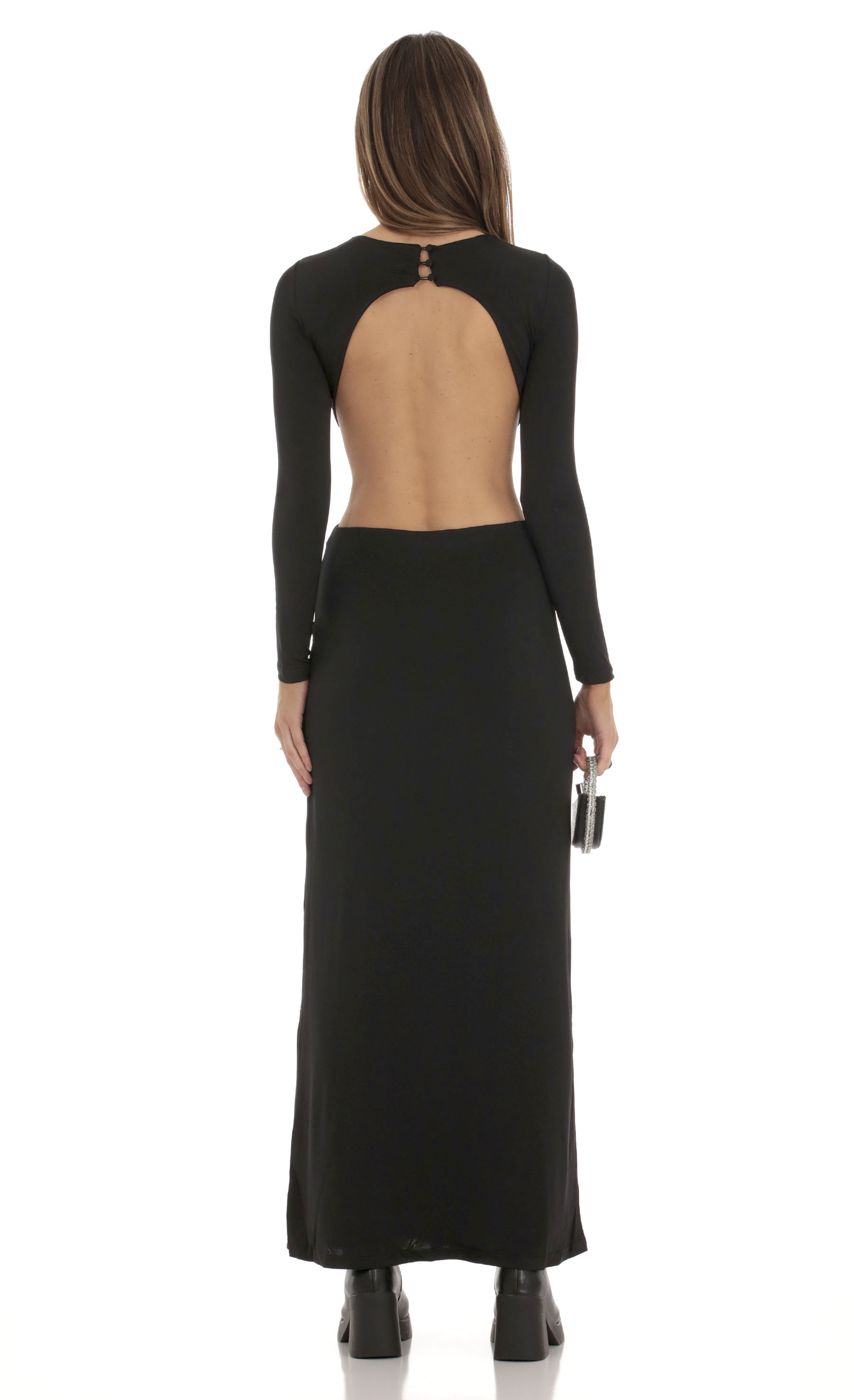 Cutout Open Back Dress in Black