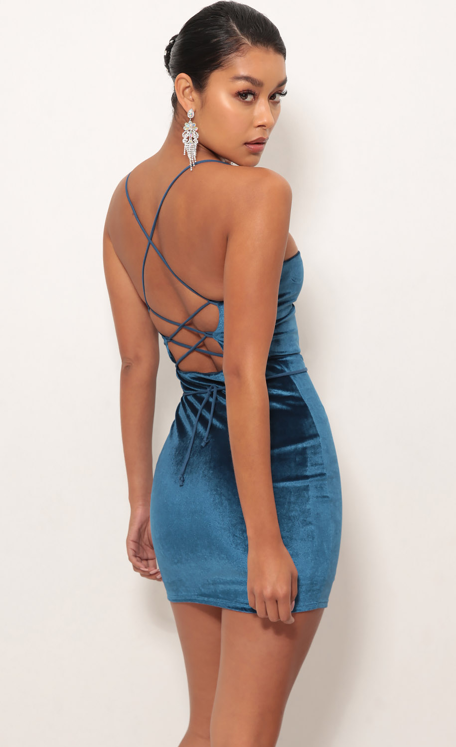 Party dresses > Kendall Bodycon Dress in Velvet Blue