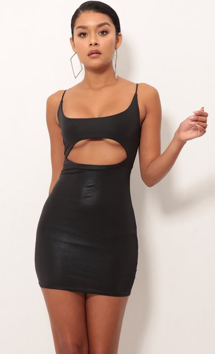 black bodycon cut out dress