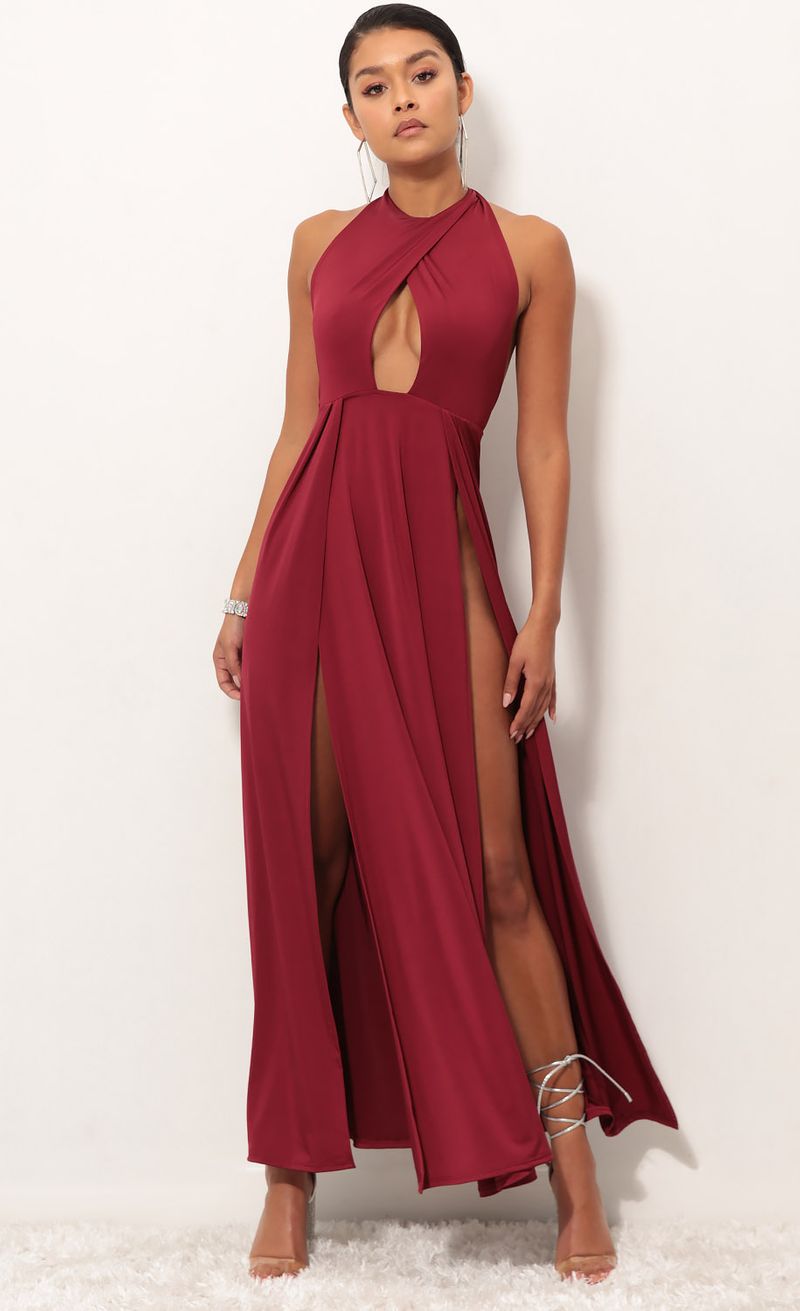 Picture Halsey Halter Maxi Dress in Valiant Red. Source: https://media.lucyinthesky.com/data/Sep18_1/800xAUTO/0Y5A7792SS.JPG