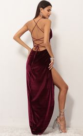 Picture thumb Lovely Velvet Luxe Maxi Dress in Wine. Source: https://media.lucyinthesky.com/data/Sep18_2/170xAUTO/0Y5A0992.JPG