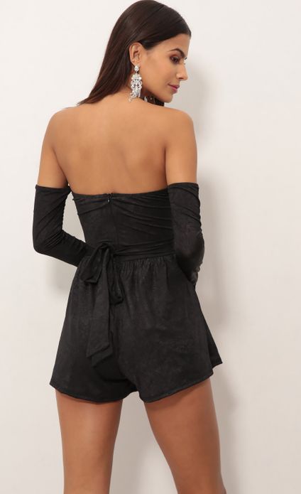 dusk cream satin long sleeve cutout romper