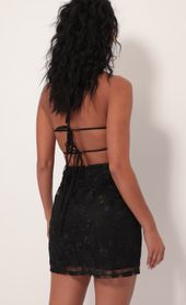 Picture thumb Calabria Sparkly Embroidered Lace Dress in Black. Source: https://media.lucyinthesky.com/data/Sep19_1/170xAUTO/781A2021.JPG