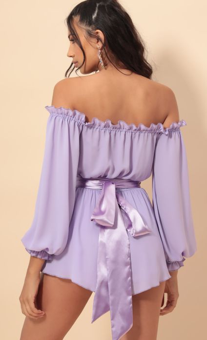 lavender off the shoulder dress