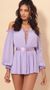 Picture Vallarta Off The Shoulder Romper in Lavender. Source: https://media.lucyinthesky.com/data/Sep19_1/50x90/781A8751.JPG