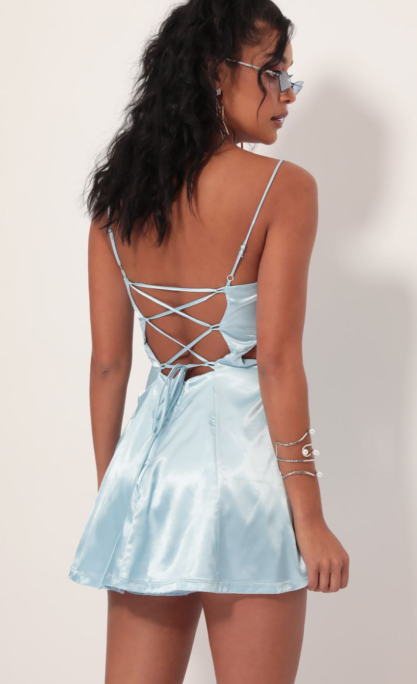Picture Alani Satin Diamond Cutout Dress in Light Blue. Source: https://media.lucyinthesky.com/data/Sep19_1/850xAUTO/781A21571.JPG