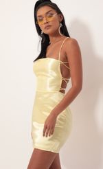 Picture Lulu Satin Lace-up Dress in Champagne. Source: https://media.lucyinthesky.com/data/Sep19_2/150xAUTO/781A3782.JPG