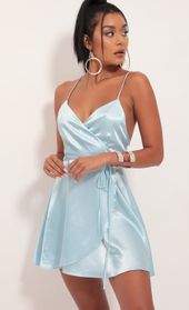 Picture thumb Charlotte Satin A-Line Dress in Light Blue. Source: https://media.lucyinthesky.com/data/Sep19_2/170xAUTO/781A3689.JPG