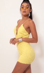 Picture thumb Daniela Plunge Lace Dress in Yellow. Source: https://media.lucyinthesky.com/data/Sep19_2/170xAUTO/781A4867.JPG