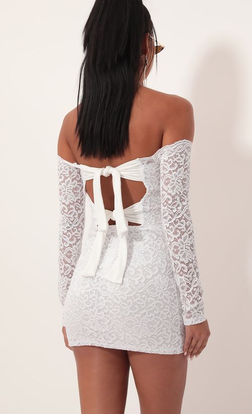 Picture Alycia Scalloped Lace Dress in White. Source: https://media.lucyinthesky.com/data/Sep19_2/500xAUTO/781A3751.JPG