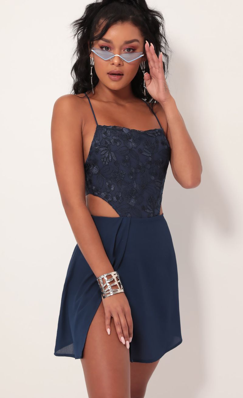 Picture Paris Lace Chiffon Dress in Navy. Source: https://media.lucyinthesky.com/data/Sep19_2/800xAUTO/781A0876.JPG