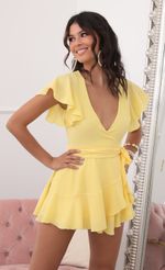 Picture Eliza Wrap Dress in Yellow. Source: https://media.lucyinthesky.com/data/Sep20_1/150xAUTO/781A8317.JPG