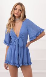 Picture Baylee Ruffle Romper in Provence Blue. Source: https://media.lucyinthesky.com/data/Sep20_1/150xAUTO/781A8773.JPG