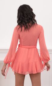 Picture thumb Lexi Ruffle Wrap Dress in Dotted Coral. Source: https://media.lucyinthesky.com/data/Sep20_1/170xAUTO/781A1106.JPG