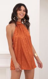 Picture thumb Midnight Satin Halter Dress In Jacquard Rust. Source: https://media.lucyinthesky.com/data/Sep20_1/170xAUTO/781A5393.JPG