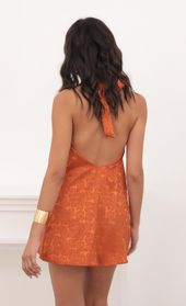 Picture thumb Midnight Satin Halter Dress In Jacquard Rust. Source: https://media.lucyinthesky.com/data/Sep20_1/170xAUTO/781A5462.JPG