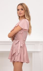 Picture thumb Eliza Wrap Dress in Blush Satin. Source: https://media.lucyinthesky.com/data/Sep20_1/170xAUTO/781A6309.JPG