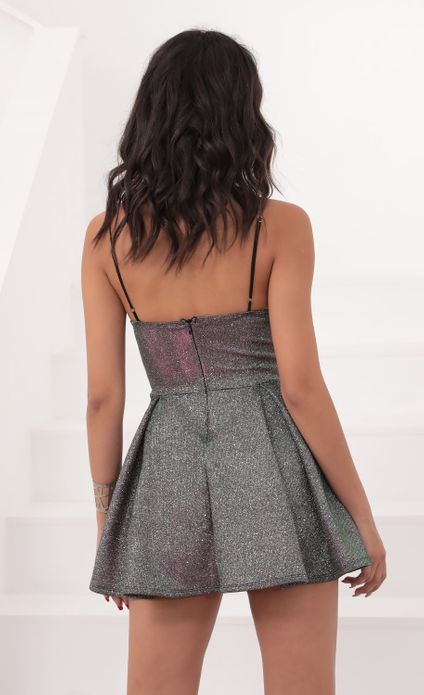 Party dresses > Love Pleated A-line Dress In Charcoal Pink