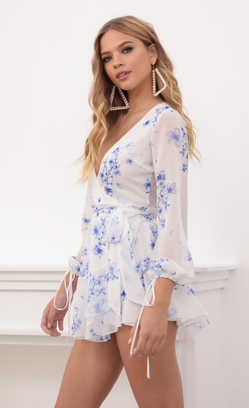 Picture Lexi Ruffle Wrap Dress in Blue Floral. Source: https://media.lucyinthesky.com/data/Sep20_1/500xAUTO/781A6500.JPG