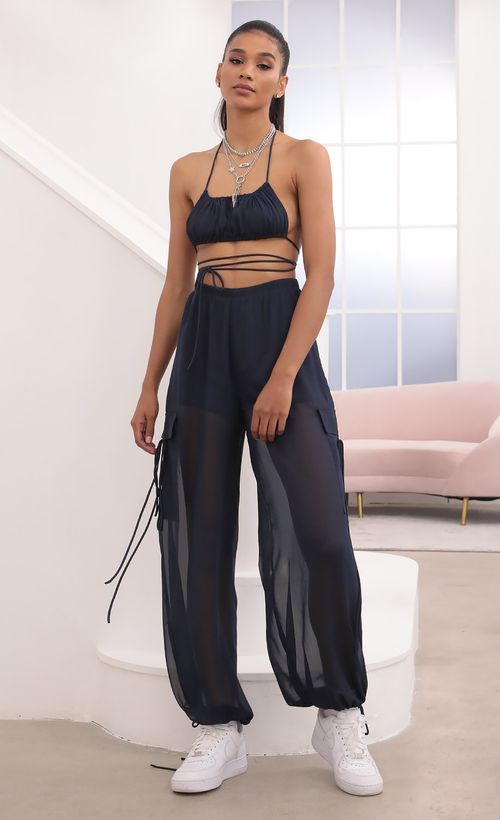 Picture Mya Pant Set In Navy Chiffon. Source: https://media.lucyinthesky.com/data/Sep20_2/500xAUTO/781A1866.JPG