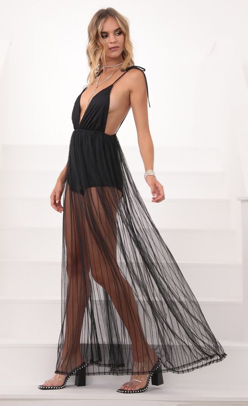 Picture Skylar Love Ties Maxi Dress Black Mesh. Source: https://media.lucyinthesky.com/data/Sep20_2/500xAUTO/781A2433.JPG