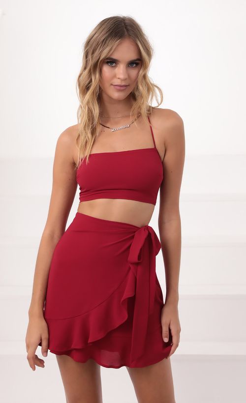 Picture Kalani Ruffle Tie Set in Red. Source: https://media.lucyinthesky.com/data/Sep20_2/500xAUTO/781A9653.JPG