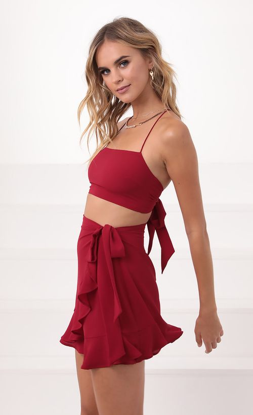 Picture Kalani Ruffle Tie Set in Red. Source: https://media.lucyinthesky.com/data/Sep20_2/500xAUTO/781A9698.JPG