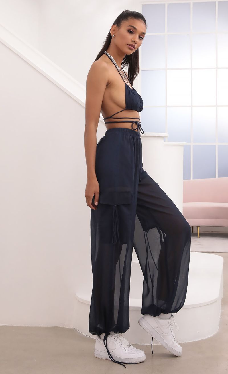 Picture Mya Pant Set In Navy Chiffon. Source: https://media.lucyinthesky.com/data/Sep20_2/800xAUTO/781A19521.JPG