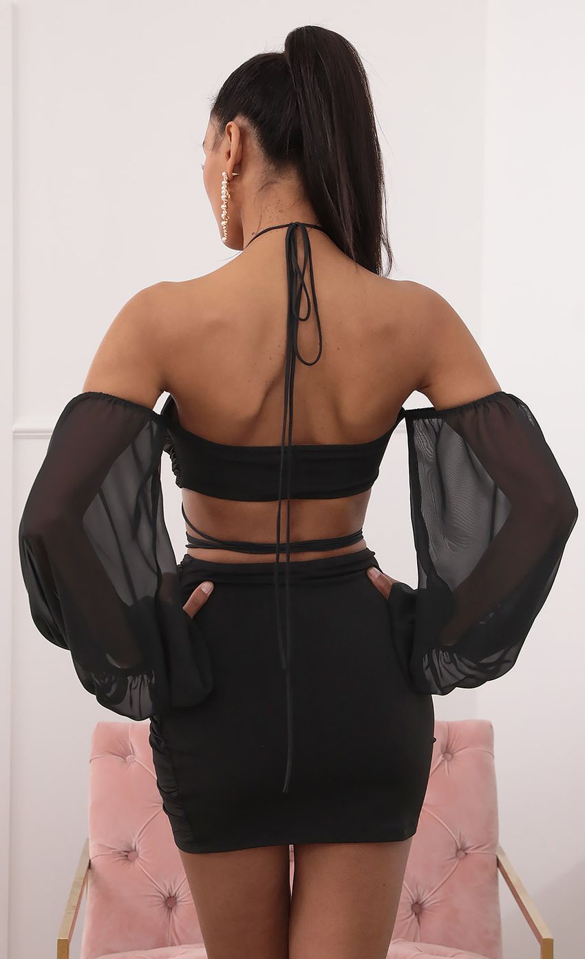 Picture Evelyn Off-the-Shoulder Long Sleeve Set in Black. Source: https://media.lucyinthesky.com/data/Sep20_2/850xAUTO/781A5216.JPG