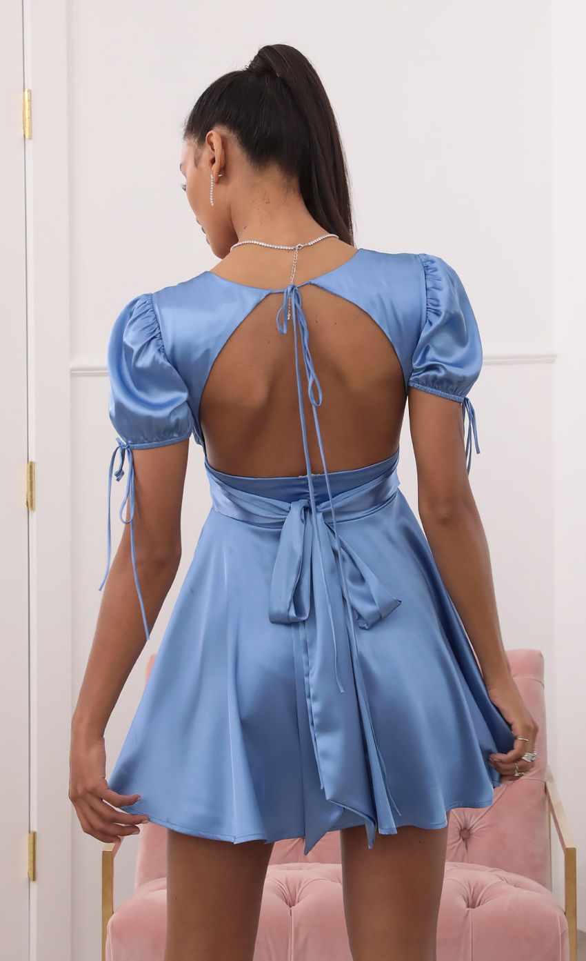 Picture Gracie Dress in Blue Satin. Source: https://media.lucyinthesky.com/data/Sep20_2/850xAUTO/781A6751.JPG