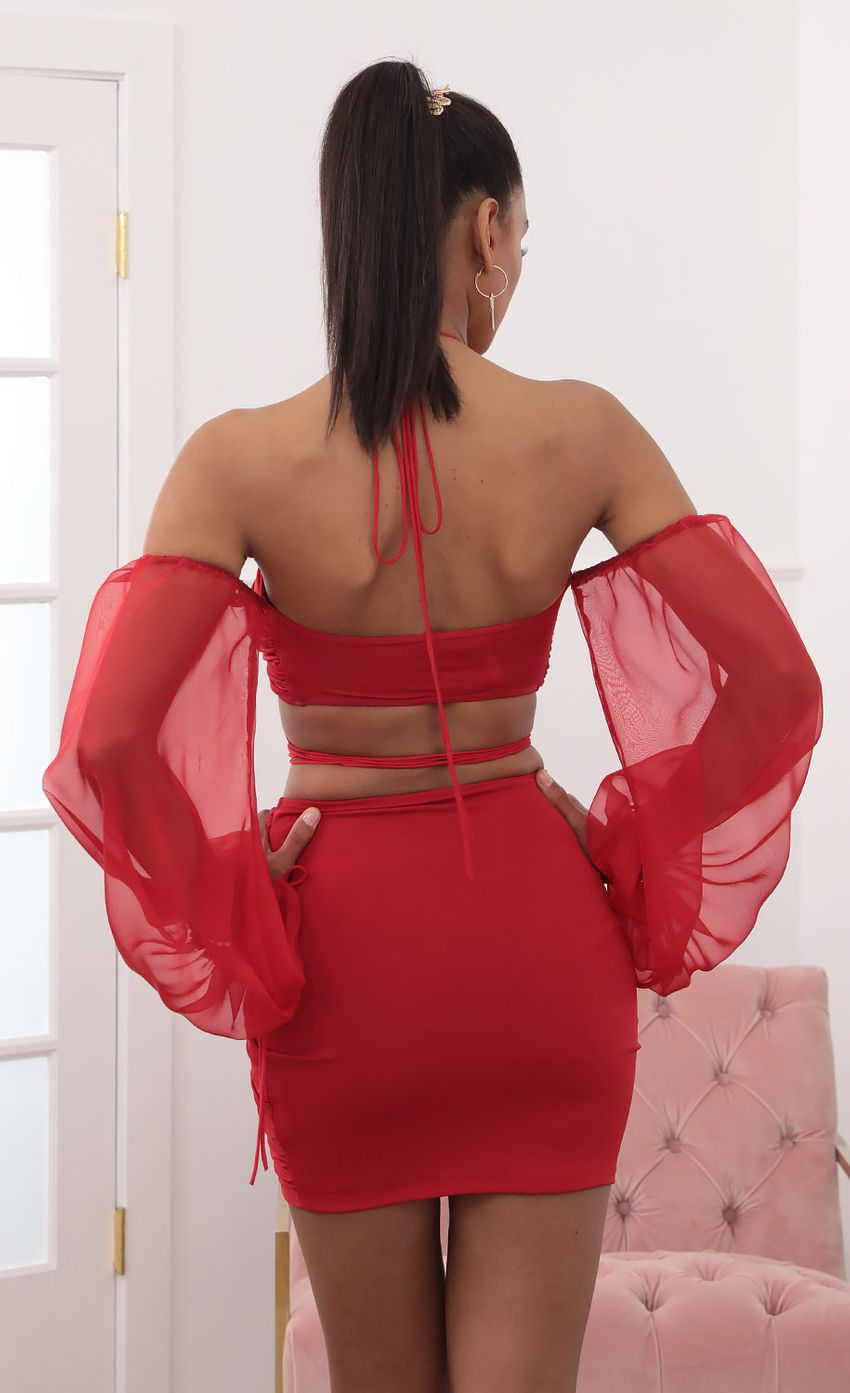 Picture Evelyn Off-the-Shoulder Long Sleeve Set in Red. Source: https://media.lucyinthesky.com/data/Sep20_2/850xAUTO/781A8144.JPG