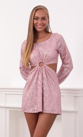Picture thumb Yalina O-Ring Sequin Dress in Pink. Source: https://media.lucyinthesky.com/data/Sep21_1/170xAUTO/1V9A0885.JPG